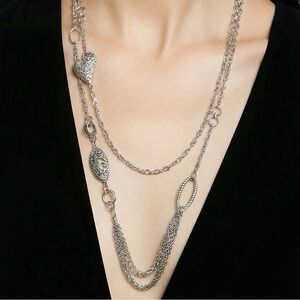 Elegant Silver Heart Chain Necklace